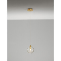 Coen 12cm Globe Pendant Ceiling Light Brass Gold Metal Clear Glass LED G9 - thumbnail 2