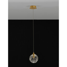 Coen 12cm Globe Pendant Ceiling Light Brass Gold Metal Clear Glass LED G9 - thumbnail 5
