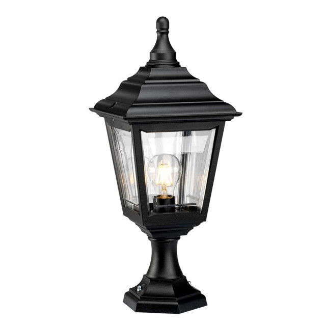 Kerry 1 Light Outdoor Coastal Pedestal Light Black IP44, E27 - image 1