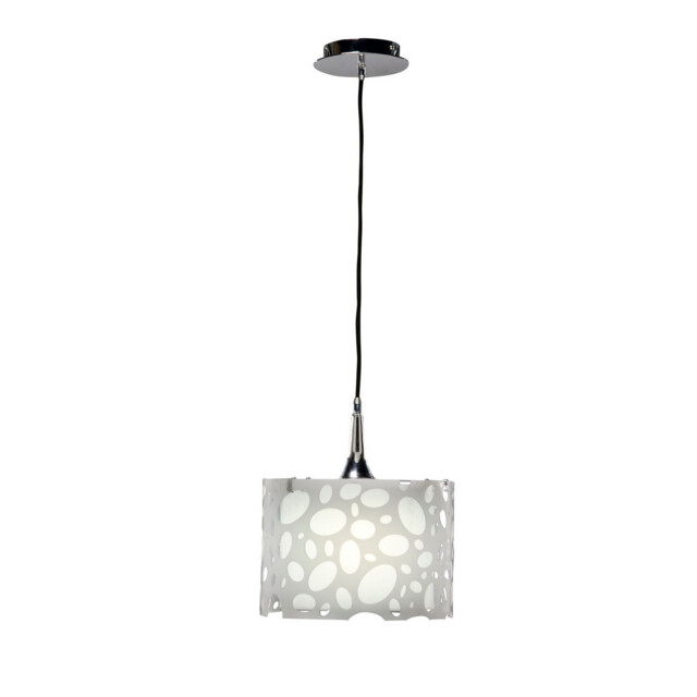 Lupin Pendant 1 Light E27, Gloss White/Polished Chrome - image 1