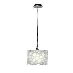 Lupin Pendant 1 Light E27, Gloss White/Polished Chrome - thumbnail 1