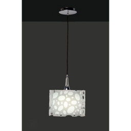 Lupin Pendant 1 Light E27, Gloss White/Polished Chrome - thumbnail 2