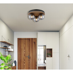 Parsons Globe Ceiling Light Matt Black 3x E27 - thumbnail 2