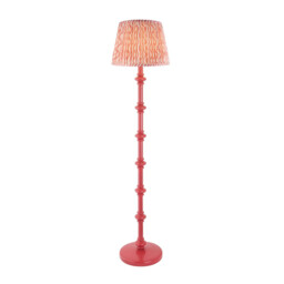 Carnaby Satin Pink Clay Paint Floor Lamp with Coral Pink Fabric Ripple Shade 35cm B22