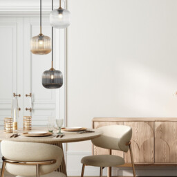 Gournes Cluster Pendant Ceiling Light Clear. Smoked. Champagne Glass Antique Brass 3xE27 - thumbnail 2