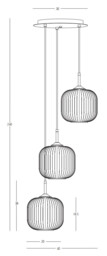 Gournes Cluster Pendant Ceiling Light Clear. Smoked. Champagne Glass Antique Brass 3xE27 - thumbnail 5