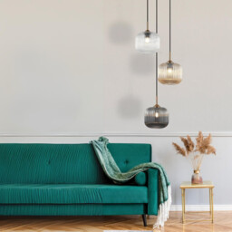 Gournes Cluster Pendant Ceiling Light Clear. Smoked. Champagne Glass Antique Brass 3xE27 - thumbnail 3