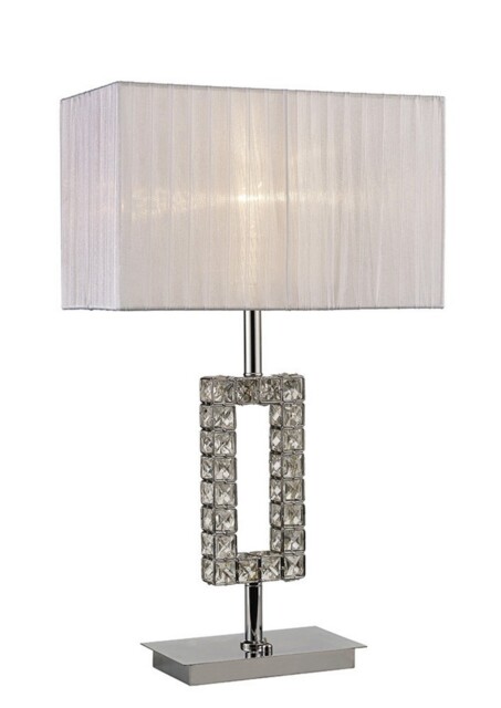 Florence Rectangle Table Lamp with White Shade 1 Light Polished Chrome, Crystal - image 1