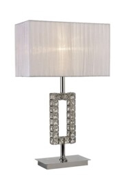 Florence Rectangle Table Lamp with White Shade 1 Light Polished Chrome, Crystal - thumbnail 1