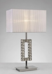 Florence Rectangle Table Lamp with White Shade 1 Light Polished Chrome, Crystal - thumbnail 2