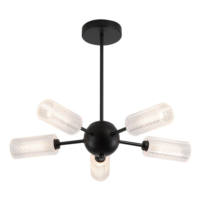 Cosmic 5 Light Semi-Flush Ceiling Light Black, Textured Acrylic 5x G9 - image 1
