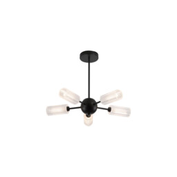 Cosmic 5 Light Semi-Flush Ceiling Light Black, Textured Acrylic 5x G9 - thumbnail 3