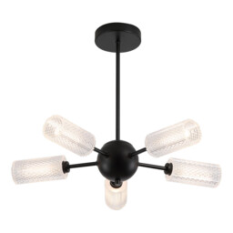 Cosmic 5 Light Semi-Flush Ceiling Light Black, Textured Acrylic 5x G9 - thumbnail 1