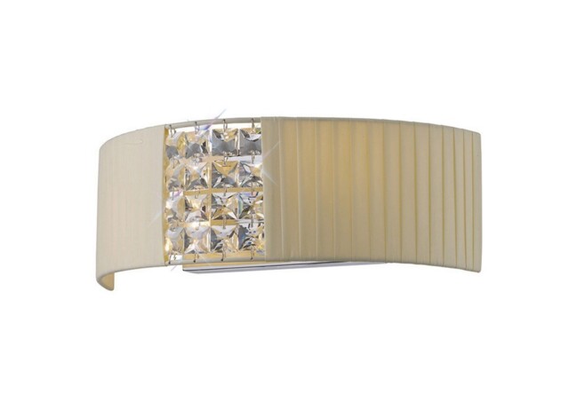 Evelyn Flush Wall Lamp with Cream Shade 2 Light Polished Chrome, Crystal - image 1