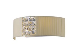 Evelyn Flush Wall Lamp with Cream Shade 2 Light Polished Chrome, Crystal