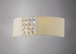 Evelyn Flush Wall Lamp with Cream Shade 2 Light Polished Chrome, Crystal - thumbnail 2