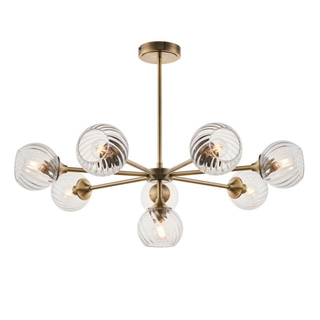 Allegra 8 Light Multi Arm Glass Shade Ceiling Pendant Antique Brass - image 1