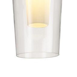 Nora Semi Ceiling, 1 Light E27, White/Wood/Clear Glass With Frosted Inner - thumbnail 5