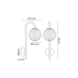Tivoli Curved Arm Wall Light, 1 Light G9, IP44, Brass Gold/Opal Round Segment Glass - thumbnail 2