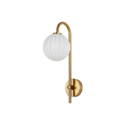 Tivoli Curved Arm Wall Light, 1 Light G9, IP44, Brass Gold/Opal Round Segment Glass - thumbnail 5