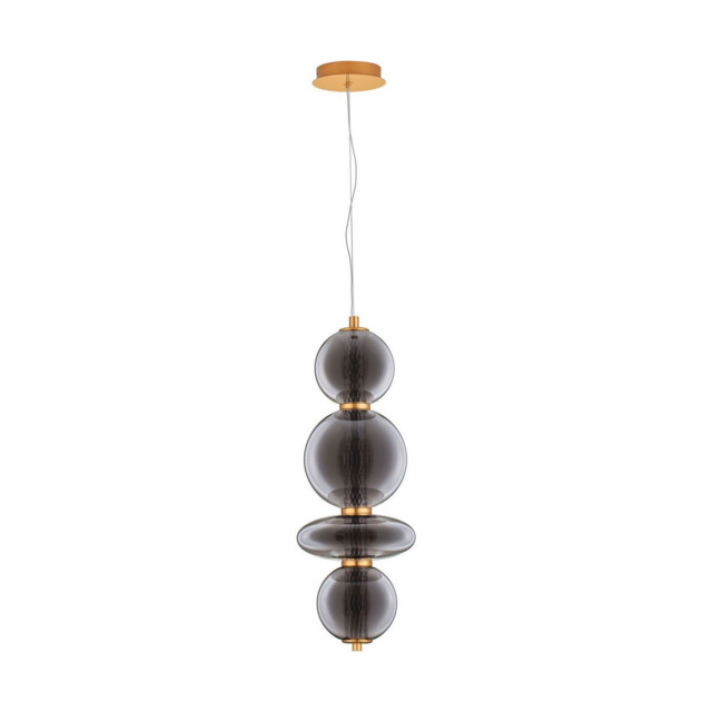 Navi Globe Pendant Ceiling Light Brass Gold, Smokey Grey LED 20W 2601lm 3000K - image 1