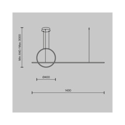 Halo Ring Modern 143cm Bar Pendant Ceiling Light Brass 2100lm White Shade - thumbnail 2