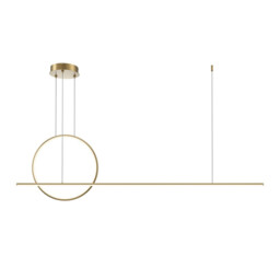 Halo Ring Modern 143cm Bar Pendant Ceiling Light Brass 2100lm White Shade