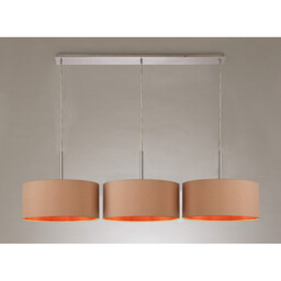 Baymont Polished Chrome 3 Light E27 Linear Pendant With 40cm x 18cm Dual Faux Silk Shade, Antique Gold/Ruby - thumbnail 2