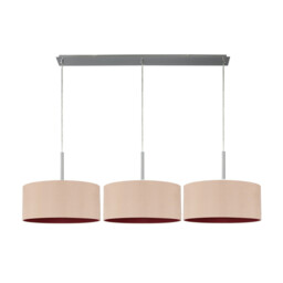 Baymont Polished Chrome 3 Light E27 Linear Pendant With 40cm x 18cm Dual Faux Silk Shade, Antique Gold/Ruby - thumbnail 5