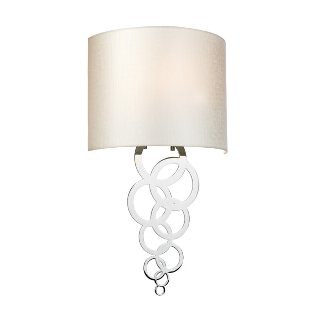 Curtis Medium 1 Light Wall Light, Polished Chrome, Ivory Faux Silk Shade - image 1