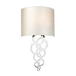 Curtis Medium 1 Light Wall Light, Polished Chrome, Ivory Faux Silk Shade