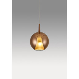 Elsa Assembly Pendant (WITHOUT PLATE) With Round Shade, 1 Light E27, Copper Glass With Frosted Inner Cone - thumbnail 2