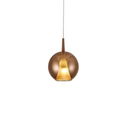 Elsa Assembly Pendant (WITHOUT PLATE) With Round Shade, 1 Light E27, Copper Glass With Frosted Inner Cone - thumbnail 1
