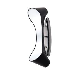 Ora Flush Wall Lamp 2 Light E27, Gloss Black, White Acrylic, Polished Chrome