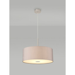 Baymont Satin Nickel E27 Single Pendant With 50cm Faux Silk Shade, Grey/White Laminate - thumbnail 2
