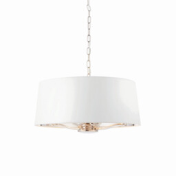 Harvey Multi Arm Cylindrical Pendant Light Bright Nickel Plate, Vintage White Fabric - thumbnail 1