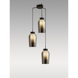 Nora Round Pendant, 3 Light Adjustable E27, Black/Black Marble/Chrome Glass With Frosted Inner - thumbnail 2