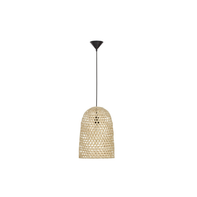 Aurora Dome Pendant Ceiling Light Natural Rattan Black Fabric Wire &Base LED E27 - image 1