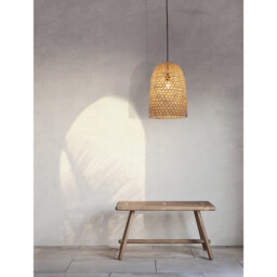 Aurora Dome Pendant Ceiling Light Natural Rattan Black Fabric Wire &Base LED E27 - thumbnail 2