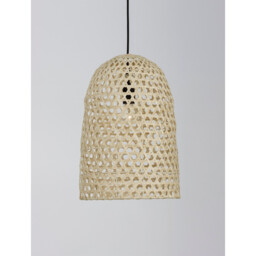 Aurora Dome Pendant Ceiling Light Natural Rattan Black Fabric Wire &Base LED E27 - thumbnail 5