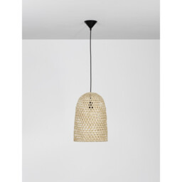 Aurora Dome Pendant Ceiling Light Natural Rattan Black Fabric Wire &Base LED E27 - thumbnail 3