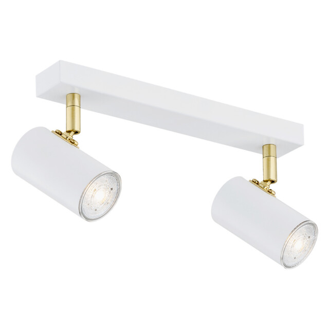 Lagos Twin Ceiling Spotlight White Structure, Brass Elements - image 1