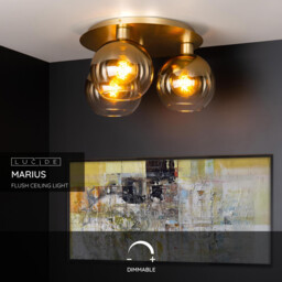 Marius Retro Flush Ceiling Light - 3xE27 - Matt Gold, Brass - Special Offer - thumbnail 3
