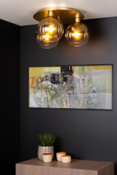 Marius Retro Flush Ceiling Light - 3xE27 - Matt Gold, Brass - Special Offer - thumbnail 5