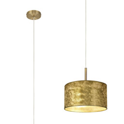 Baymont Antique Brass E27 Single Pendant With 30cm x 17cm Gold Leaf Shade - thumbnail 1