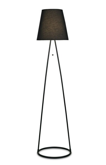 Hayden Floor Lamp 1 Light E27 Matt Black c, w Black Fabric Shade - image 1