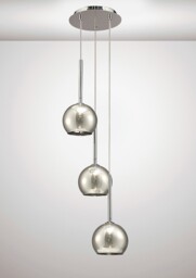 Regina Ceiling Cluster Pendant 3 Light Cluster G9 Polished Chrome, Smoke Glass - thumbnail 2