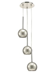 Regina Ceiling Cluster Pendant 3 Light Cluster G9 Polished Chrome, Smoke Glass
