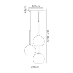 Regina Ceiling Cluster Pendant 3 Light Cluster G9 Polished Chrome, Smoke Glass - thumbnail 3