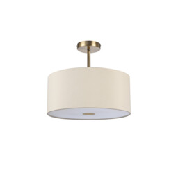 Baymont Antique Brass 3 Light E27 Semi Flush With 40cm x 18cm Faux Silk Shade, Ivory Pearl/White Laminate - thumbnail 5